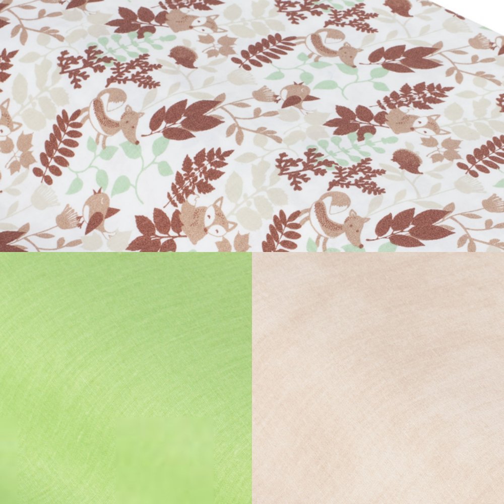 Tipi tissu animaux de la forêt/taupe et tapis tissu vert--9995544563849